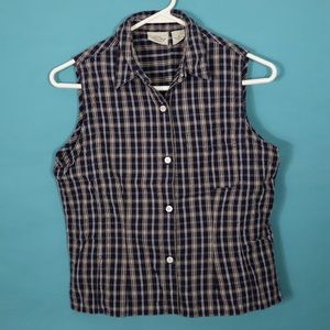 Plaid Sleeveless Shirt, size SP